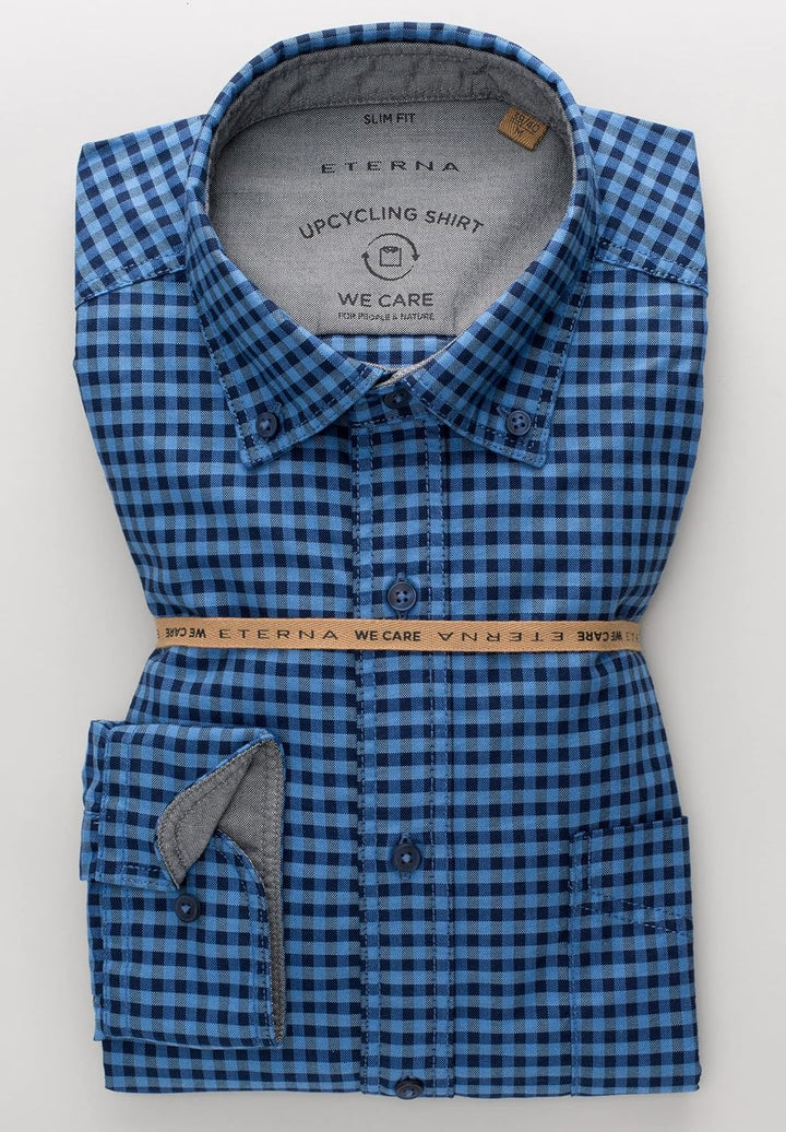 eterna Langarm Hemd Slim Fit Oxford kariert