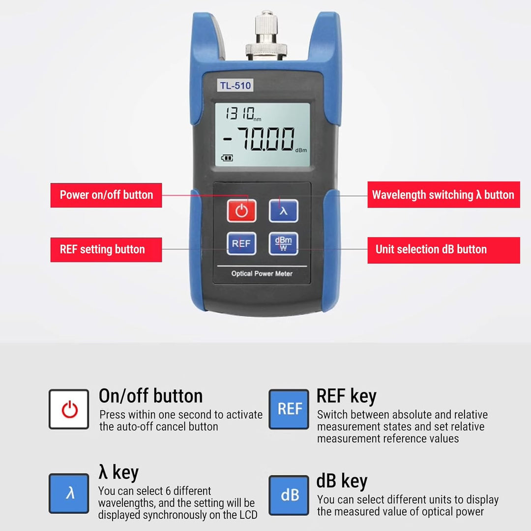 Glasfaser-Leistungsmesser, Optischer Leistungsmesser Glasfaserkabel-Tester, -70-+10dbm Optisches Eis