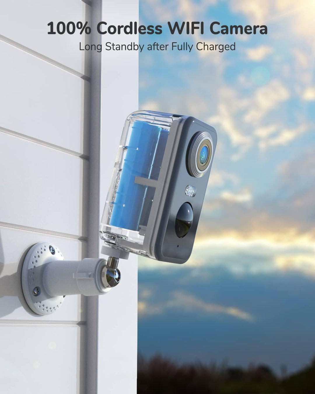 DEATTI Überwachungskamera Aussen Akku, 2K Kamera Überwachung Kabellos WLAN Aussen/Innen, WiFi Kamera