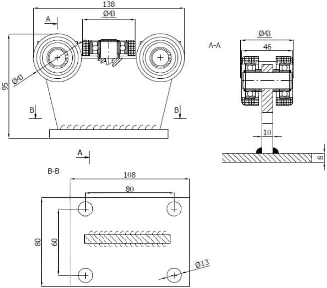 KOTARBAU® 2er Set Laufrolle für Schiebetor ohne Höheneinstellung ⌀ 43 mm 5 Rollen Robuste Ausstattun