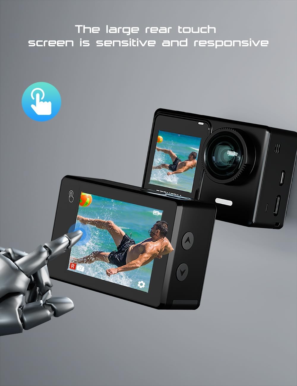 Apexcam 4K 30FPS 20MP Action Cam Dualscreen Touchscreen 40M wasserdichte Unterwasserkamera EIS Stabi
