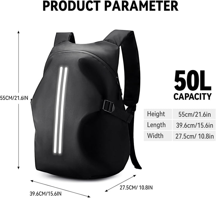 HYC00 Motorradrucksäcke für Herren, wasserdichter Helmrucksack, Motorradzubehör, Laptoptaschen, Reis