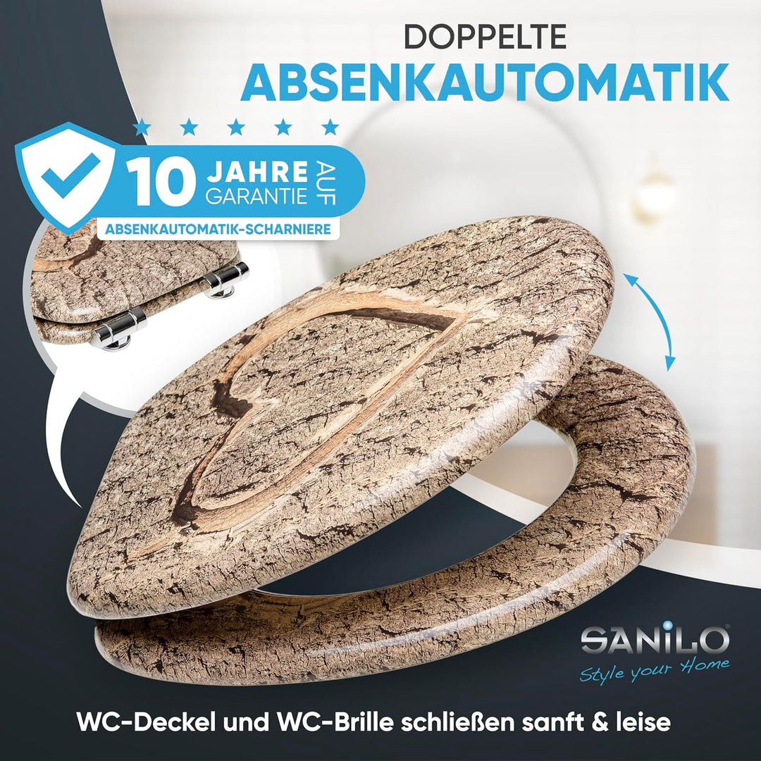 Sanilo WC-Sitz mit Absenkautomatik I Hochwertiger Toilettensitz aus Holz I Toilettendeckel in versch