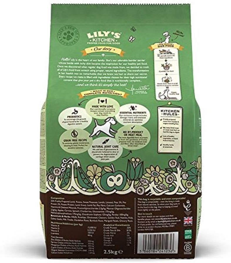 Lily‘s Kitchen Vollwertiges Trocken Hundefutter für ältere Hunde (2.5kg) Lamm Lamb 2.5 kg (1er Pack)