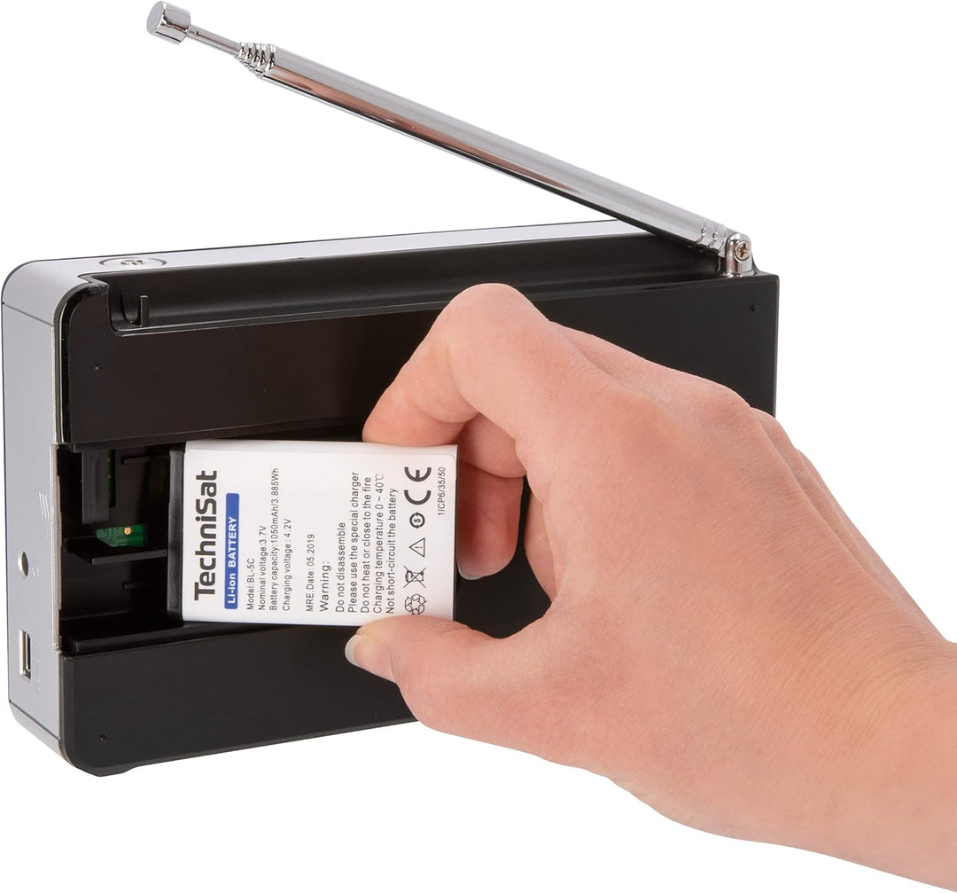 TechniSat DIGITRADIO 1 – tragbares DAB+ Radio mit Akku, Silber & Akku zu DIGITRADIO 1/2, TECHNIRADIO