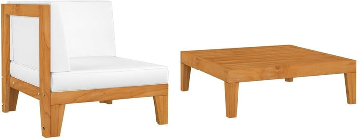 vidaXL Akazienholz Massiv Gartenmöbel 2-TLG. mit Auflagen Ecksofa Tisch Sofa Lounge Sitzgruppe Garte