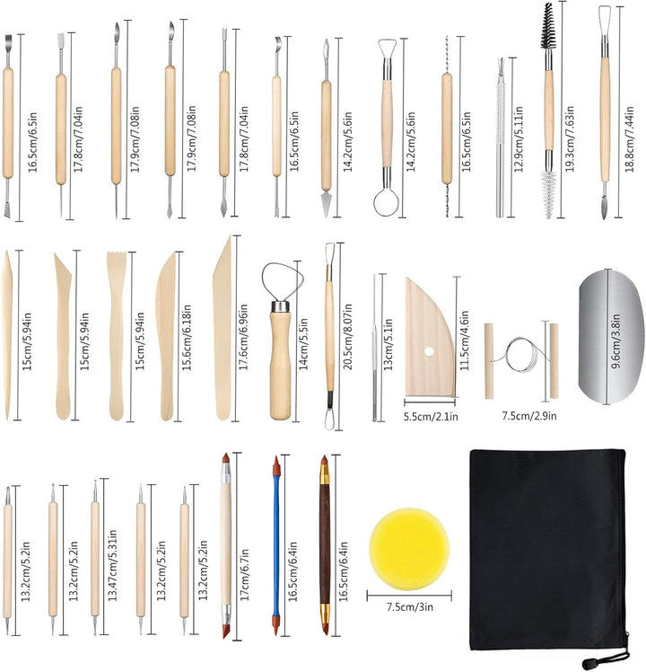 xiaowanwan 32 Stück Modellierwerkzeug Ton,Töpferwerkzeug Set,Sculpting Keramik Clay Tools,Polymer Cl