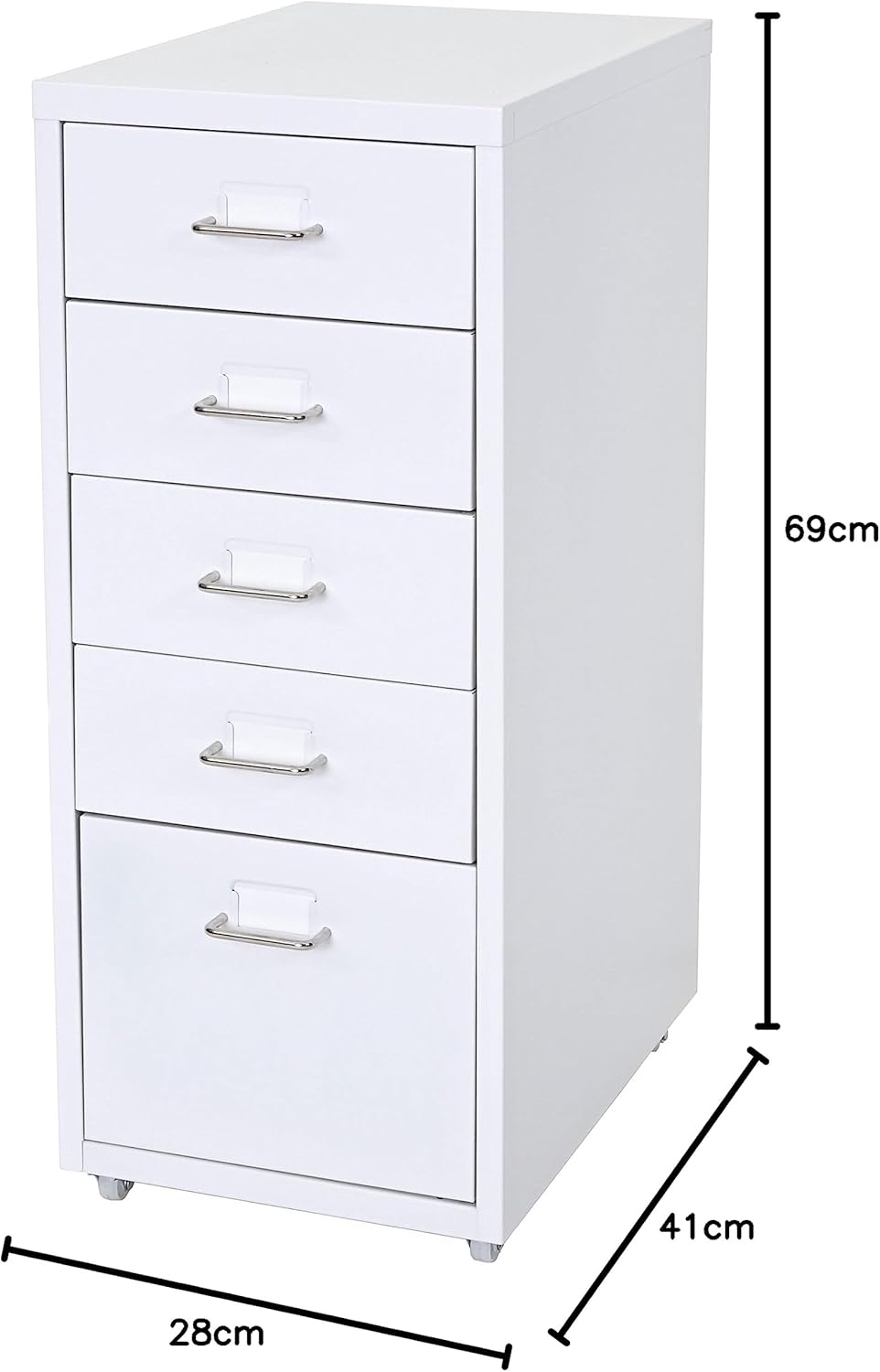 Mendler Rollcontainer Boston T851AM, Schubladenschrank Stahlschrank, 69x28x41cm 5 Schubladen - weiss