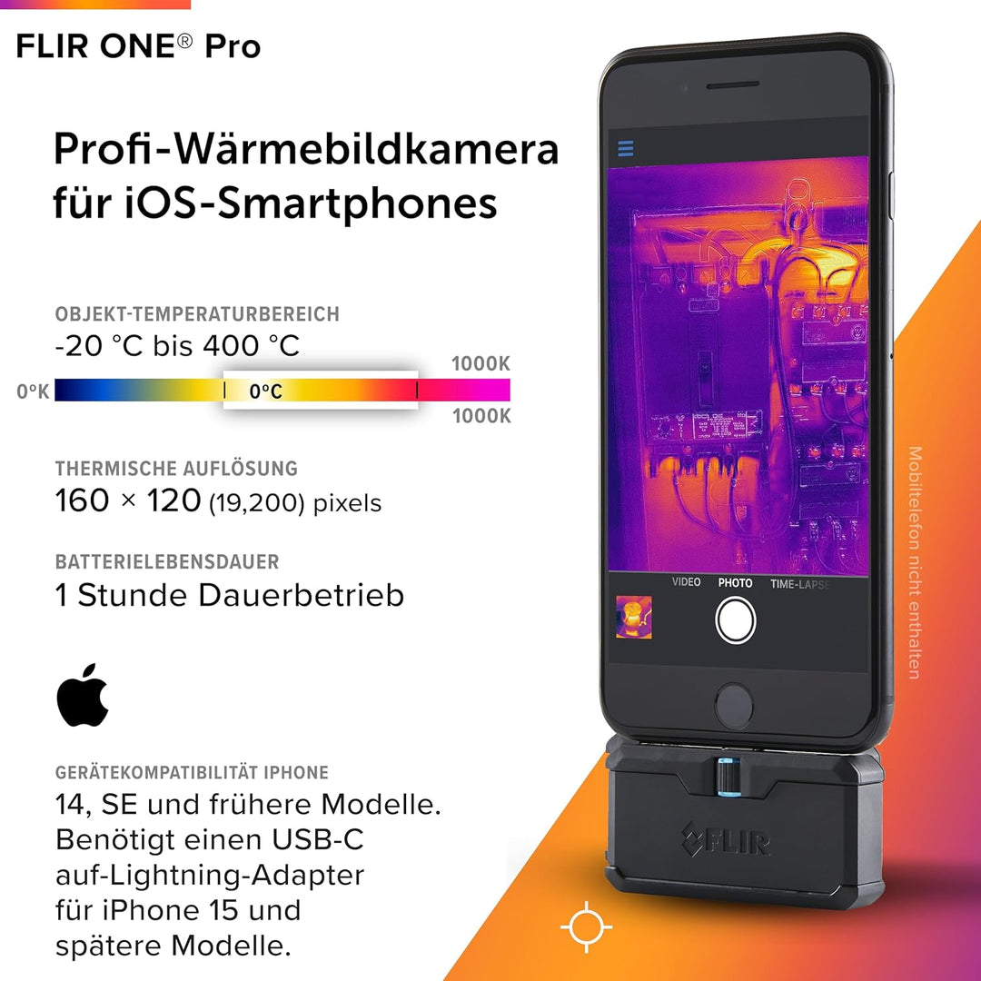 FLIR ONE Pro - iOS - Professional Grade Thermal Camera for Smartphones - with VividIR and MSX Image