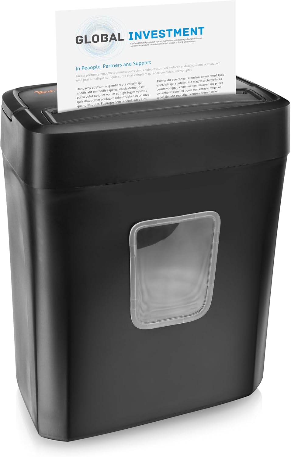 Peach Partikelschnitt Aktenvernichter | 8 Blatt | 16 Liter/200 A4 | 5 x 18 mm Partikelgrösse (P-4) |