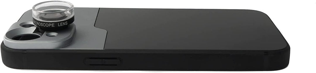 SYSTEM-S Makro Linse 30x Mikroskop Filter mit Hülle in Schwarz für iPhone 14 Plus