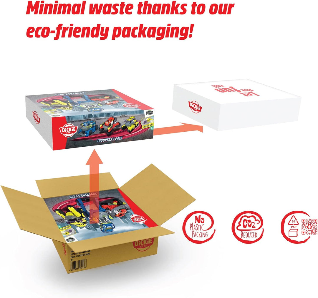 Dickie Toys – Transformator-Fahrzeuge im 3er Set (je 12 cm) - 2 in 1 Roboter-Autos für Kinder ab 3 J