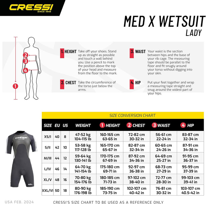 Cressi Med X Lady Shorty 2.5mm - Damen Neopren Shorty Neoprenanzug 2.5 mm XS Schwarz/Weiss/Silber, X
