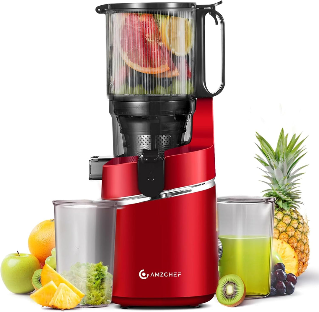 AMZCHEF 250W Automatischer All-In-One Entsafter, 135MM Öffnung und 1,8L Entsafter für Gemüse und Obs