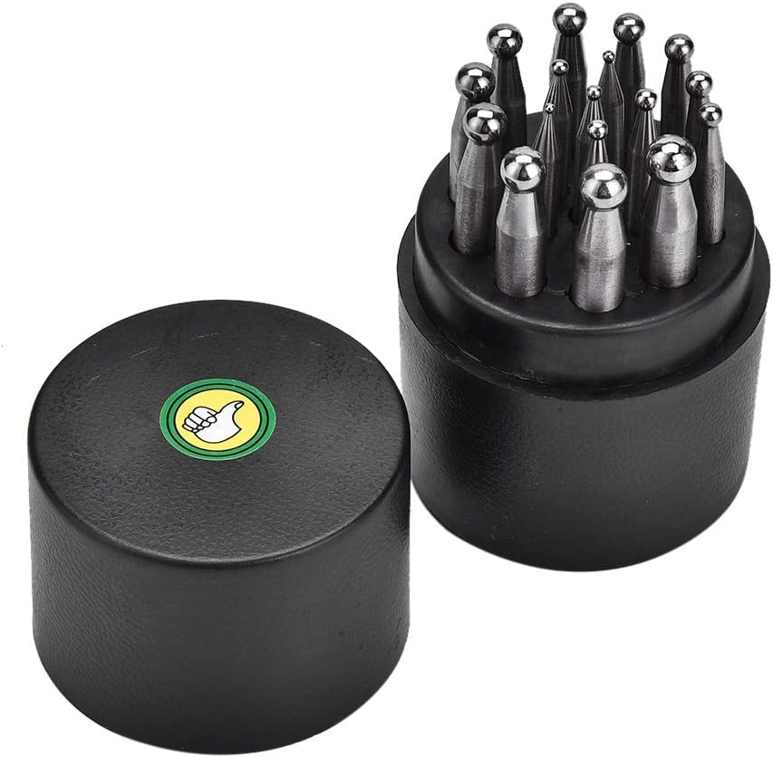 EVTSCAN Jewelry Dapping Tools, langlebig 17PCS Dapping Punches Schmuck Goldschmiedeherstellung Domin