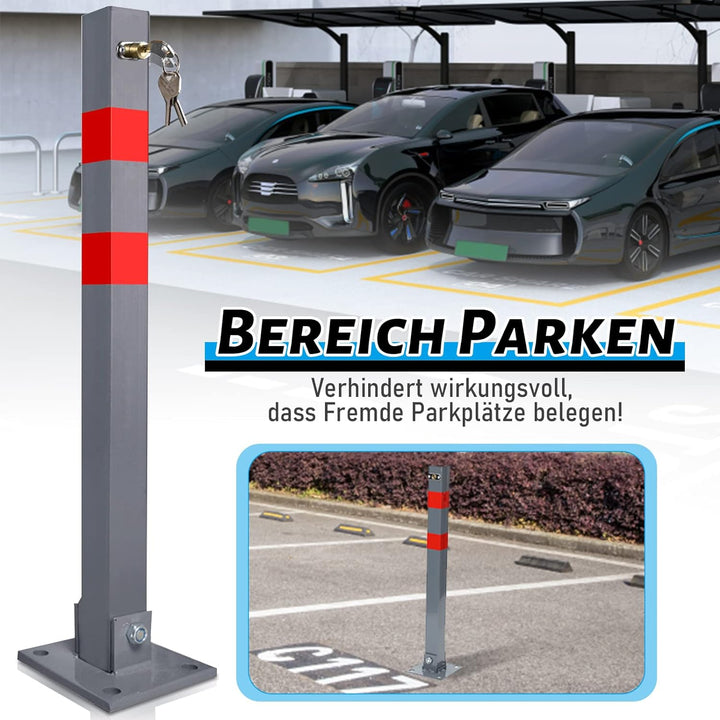 Tubiaz 1 Stück Parkplatzsperre Parkpfosten Klappbar Absperrpfosten mit 3 Schlüssel, Parkplatzsperren