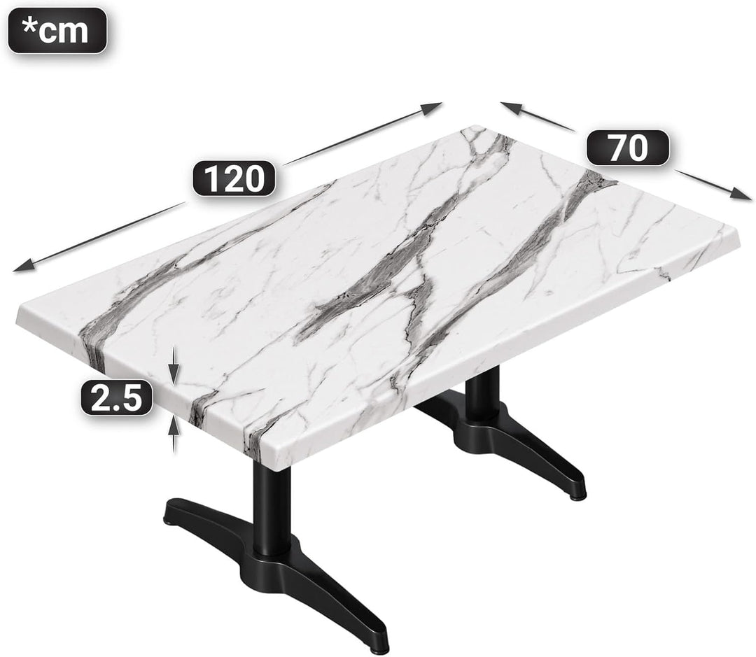 WERZA | Werzalit Tischplatte | Weiss Marmor | B:T 120 x 70 cm | Topalit Gartentischplatte | Perfekt
