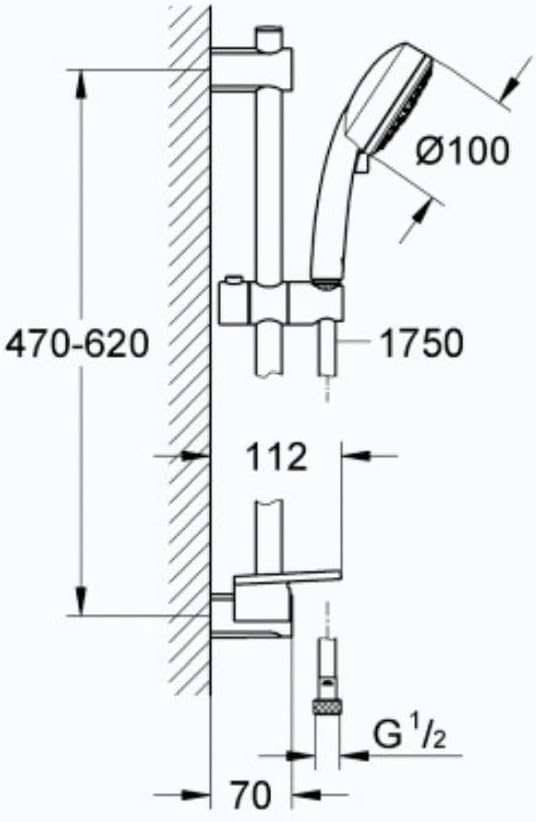 GROHE Vitalio Comfort 100 | Brausestangenset mit 3 Strahlarten | chrom | 26097000 Brausestangenset 6