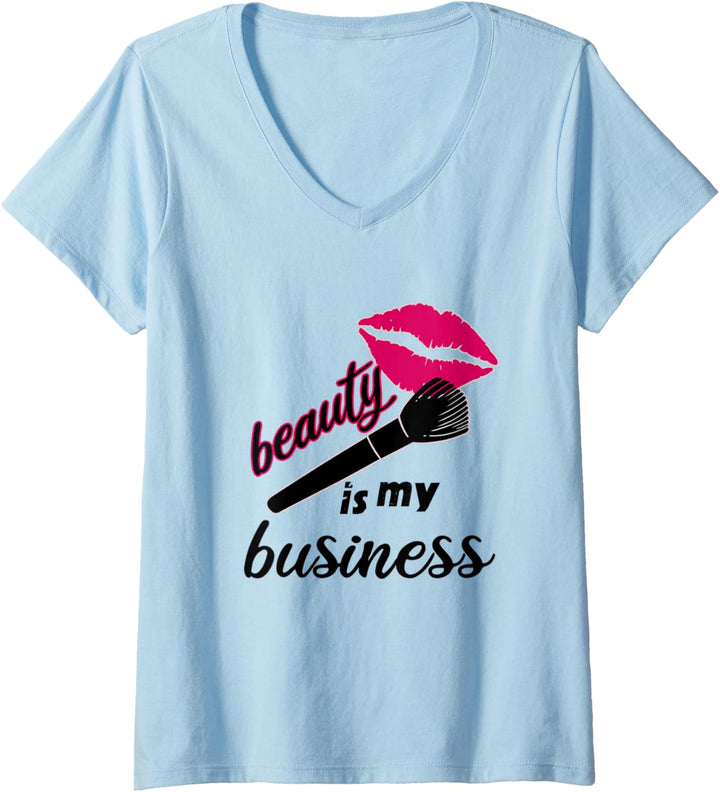 Damen Beauty Is My Business Salon MUA Kosmetikstudio Make Up T-Shirt mit V-Ausschnitt