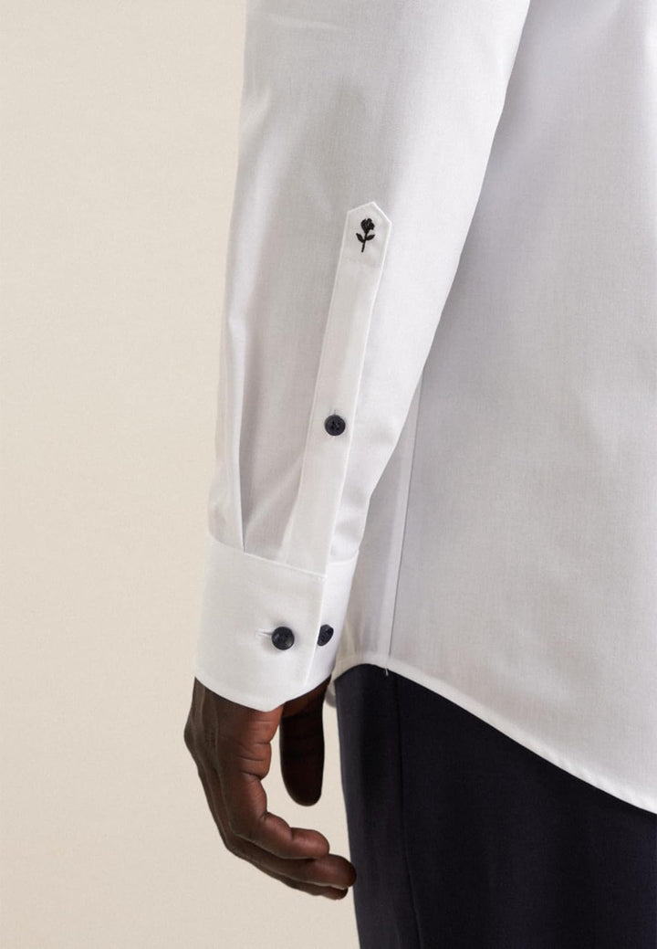 Seidensticker Herren Regular Fit Langarm Popeline Hemd, weiss, 40