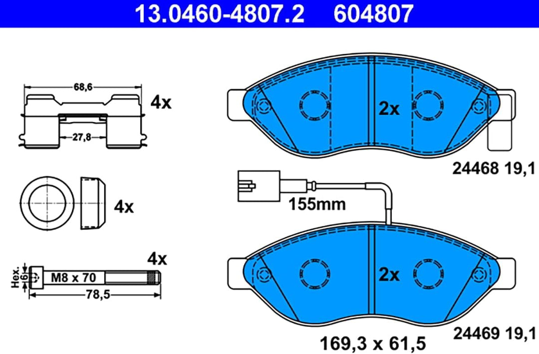 ATE Original Bremsbeläge - Belagsatz - für Scheibenbremse - 13.0460-4807.2 - ECE-R90 Strassenzulassu