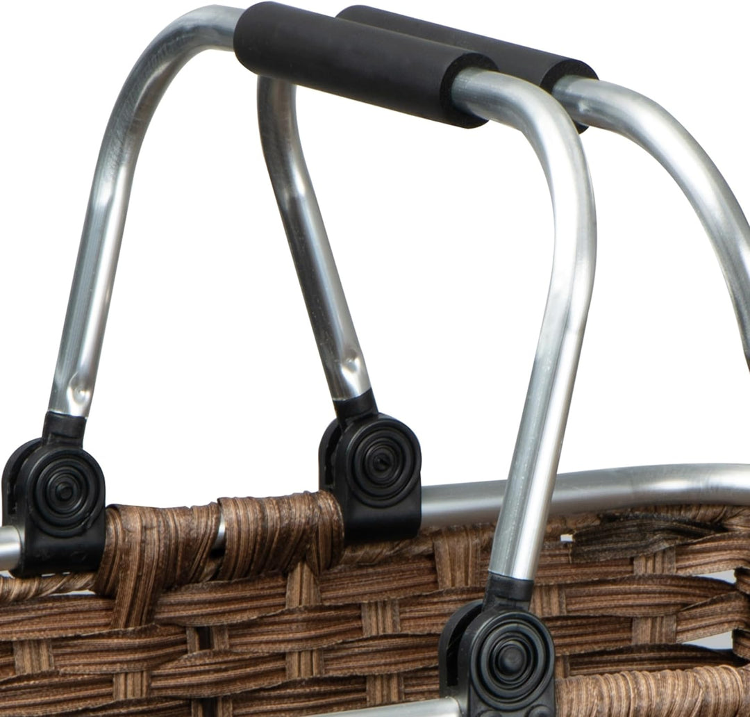 Rattan Einkaufskorb individuelle Einfärbung mit hochwertigem gepolstertem Aluminium Klapphenkel Shop