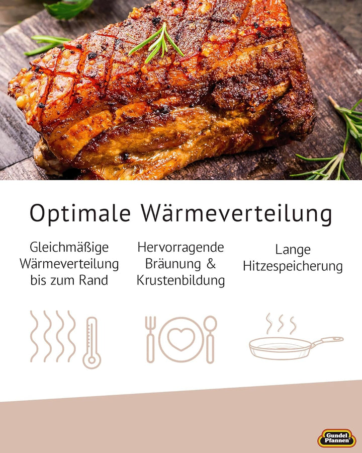 Original Gundel GUSSDECKEL für Bräter Gigante/GRILLPFANNE INDUKTION, 41,5 x 28,5 x 6 cm für Induktio