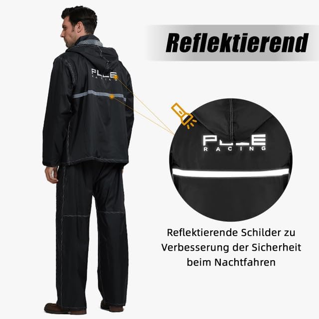 Lixada Regenanzug Wasserdicht Radfahren Regenschutz Jacke & Hose Unisex Wandern Regenmantel Hose Reg