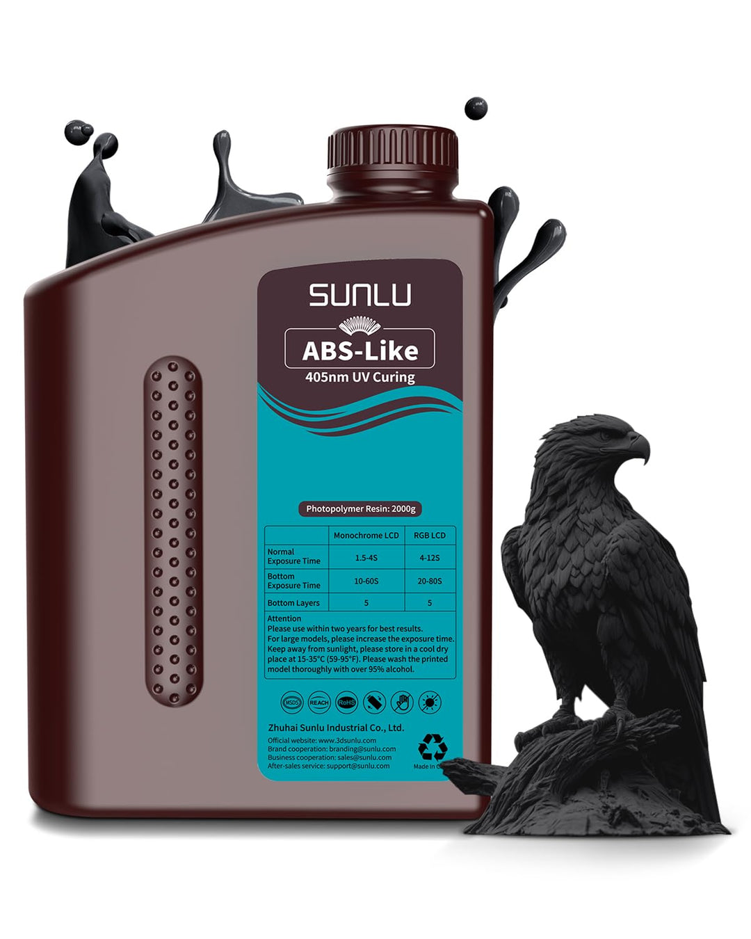 SUNLU ABS-Like 3D Drucker Resin 2KG, 405nm UV-härtendes Standard Photopolymer Schnellharz für den LC