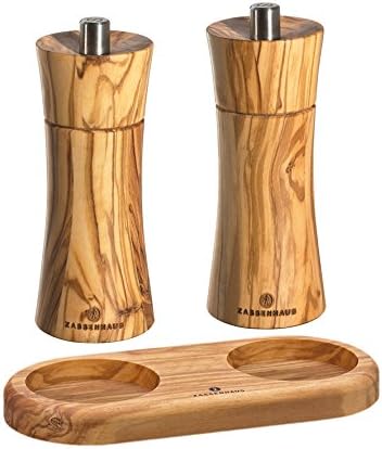 Zassenhaus Salz und Pfeffermühle Frankfurt 14 cm Olivenholz mit Untersetzer