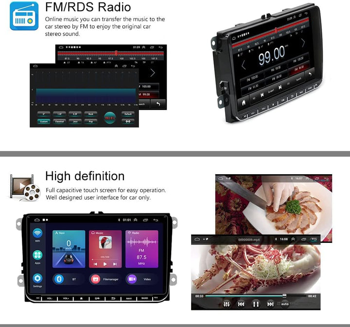 Hikity 2+32G Android 11 Autoradio mit Carplay Android Auto für VW Golf 5 6 Polo Radio Bluetooth, Aut