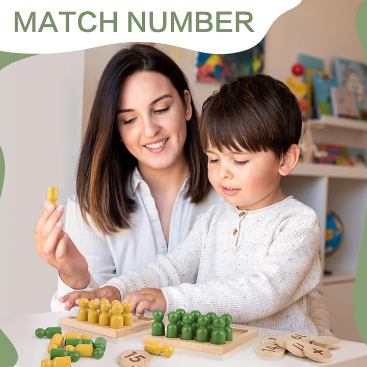 DINORUN Montessori Spielzeug ab 3 4 5 6 Jahre Holzspielzeug Motorikspielzeug Mathe Spielzeug Zahlen