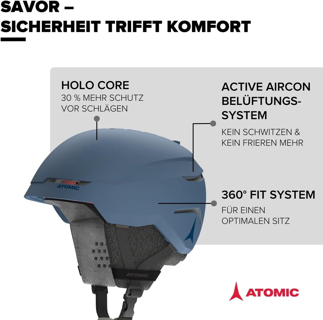 ATOMIC SAVOR Skihelm in Maroon - Unisex für Erwachsene - 360° Fit System - Überlegener Aufprallschut