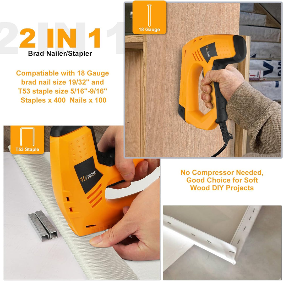 Hoteche Elektrotacker 220V 45W - Elektrischer Nagler mit 30/min Schlagfrequenz - Inkl. 400pcs 10mm U