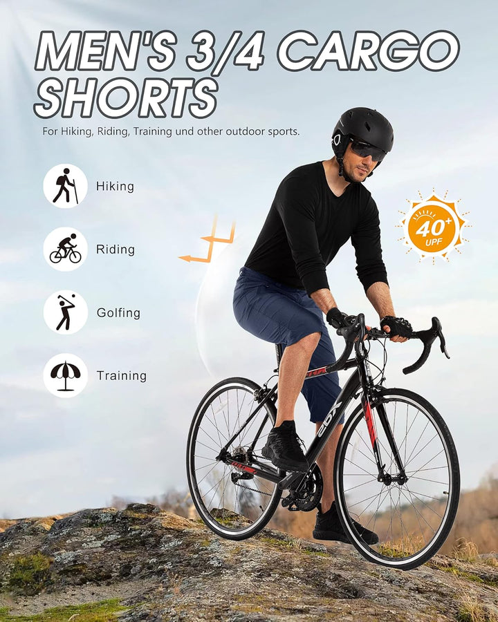 33,000ft Herren 3/4 Hose Cargo Shorts Kurze Wanderhose Stretch Leichte Radhose Sommer Capri Dreivier