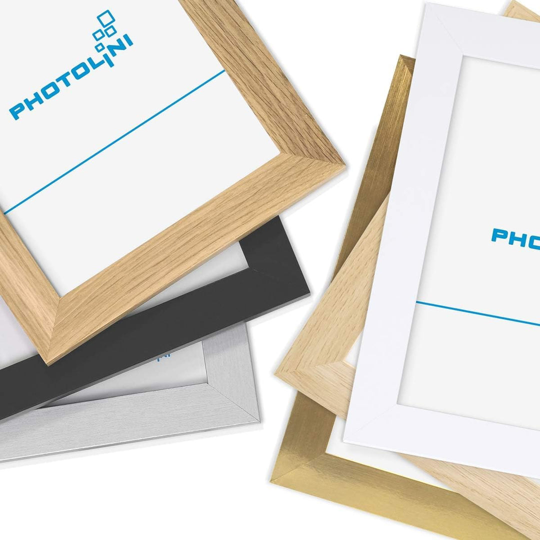 PHOTOLINI 3er Bilderrahmen-Set 30x40 cm Basic Collection Modern Eiche Massivholz inklusive Zubehör/B