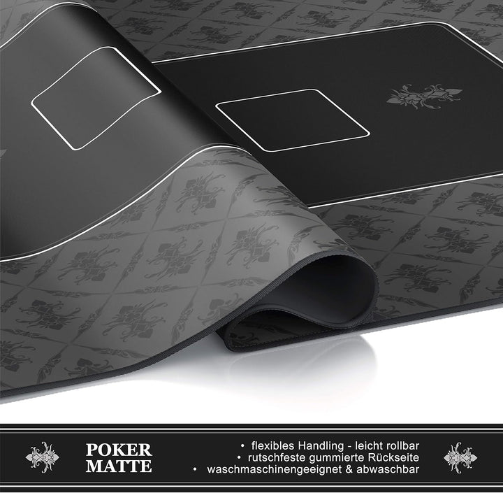 CSL-Computer Profi Pokermatte 1000 x 600 mm | XXL-Format | Pokerteppich Pokertischauflage | Gummiunt