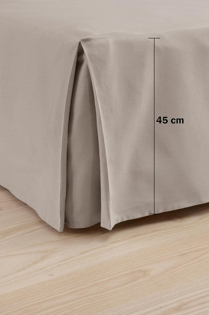 Jotex Colour Betthusse - 100% hochwertige Bio-Baumwolle Bettrock, Höhe 45 cm - Graubeige, 120 x 200