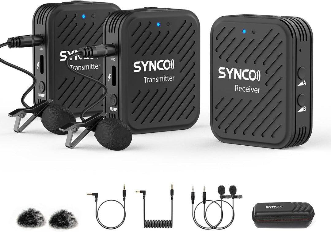 SYNCO G1(A2) 2,4GHz Lavalier Funkmikrofon, Kabellos Ansteckmikrofon System, Wireless Microphones Mic