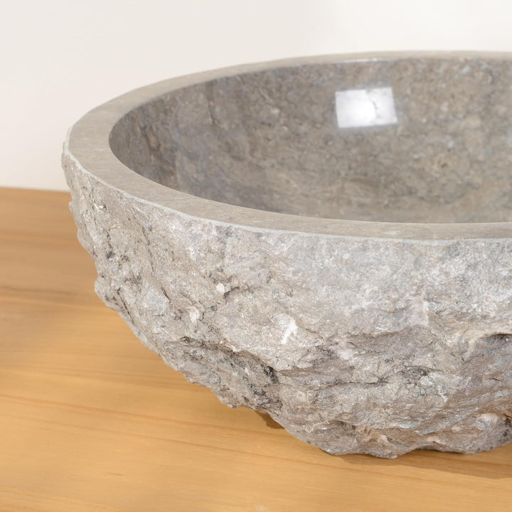 40 cm ovales Marmor Waschbecken in grau von WOHNFREUDEN - Mit Unikat Auswahl Auswahl des Unikats Dur