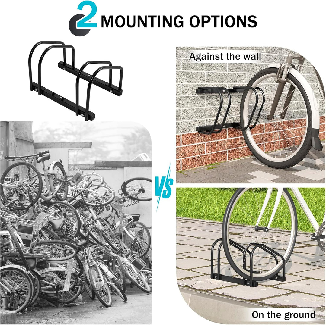 WOLTU Fahrradständer Schwarz für 2 Fahrräder Fahrradhalterung auf dem Boden Aufstellständer für Fahr