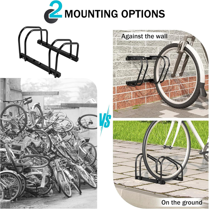 WOLTU Fahrradständer Schwarz für 2 Fahrräder Fahrradhalterung auf dem Boden Aufstellständer für Fahr