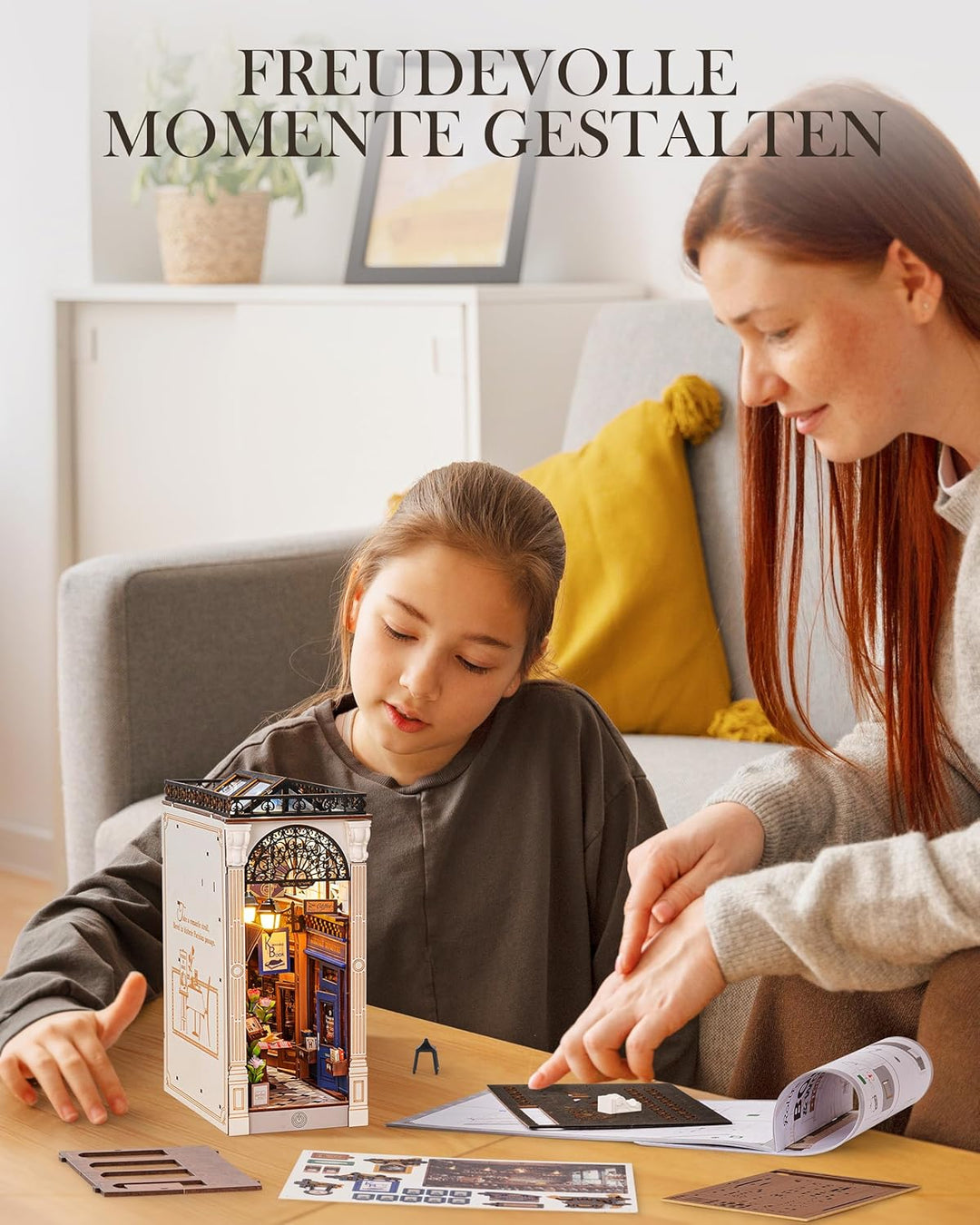 Rolife Book Nook Kit für Erwachsene DIY Miniature House mit Licht für Buchstütze Bibliothek Bücherre