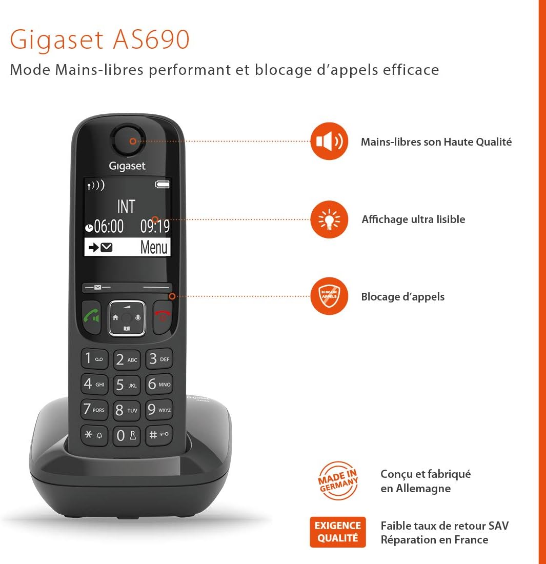 Gigaset AS690 TRIO - 3 Schnurlose DECT Telefone, schwarz