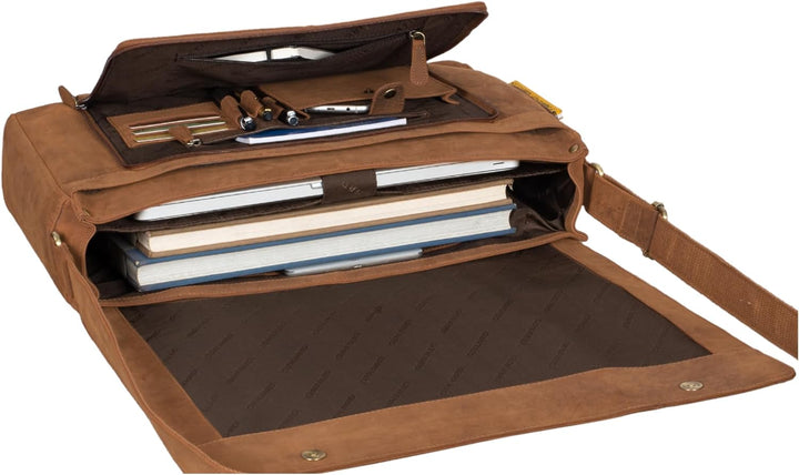 STILORD 'Maximus' XXL Ledertasche riesige Umhängetasche Unitasche 17 18 19 21 Zoll Laptop Aktentasch