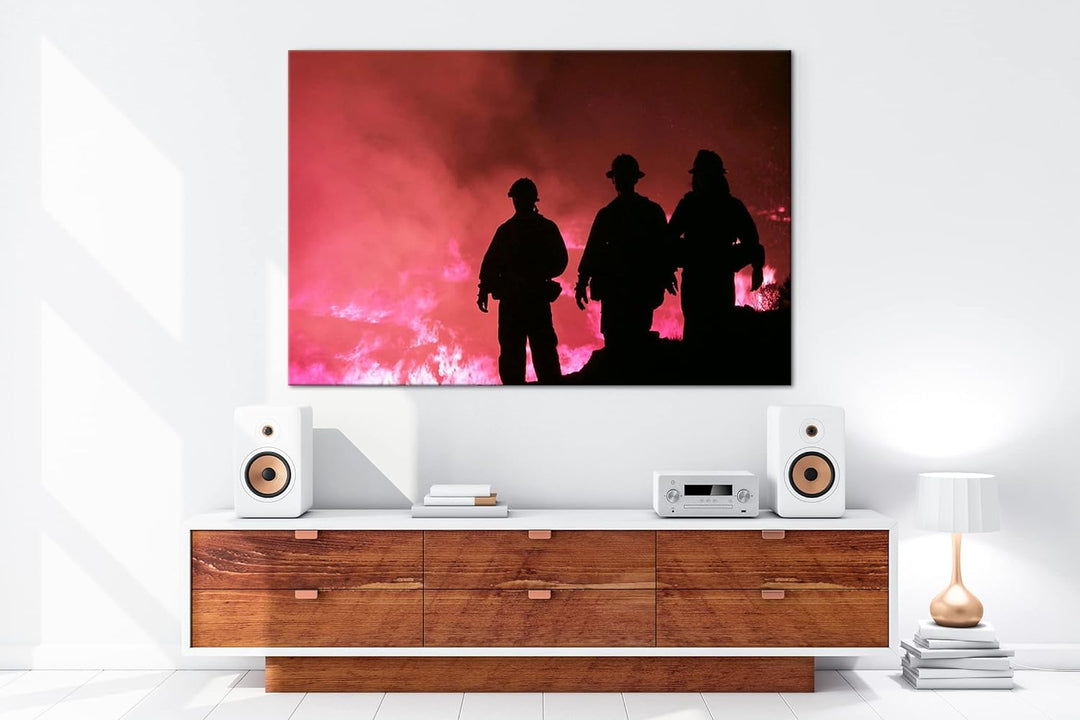 deyoli Lauffeuer Feuerwehr im Einsatz Format: 120x80 als Leinwandbild, Motiv fertig gerahmt auf Echt