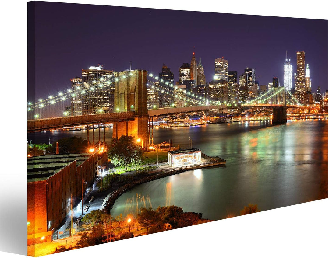 islandburner Bild auf Leinwand Blick Auf Downtown New York City Und Brooklyn Bridge Wandbild Poster
