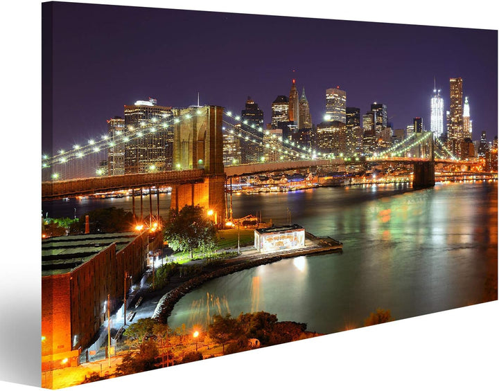islandburner Bild auf Leinwand Blick Auf Downtown New York City Und Brooklyn Bridge Wandbild Poster