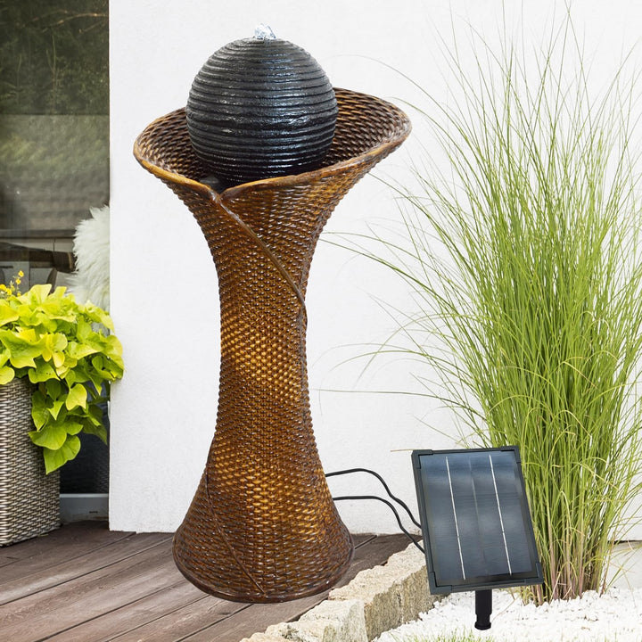 Solar Gartenbrunnen Brunnen Solarbrunnen Zierbrunnen Wasserfall Gartenleuchte Teichpumpe für Terrass