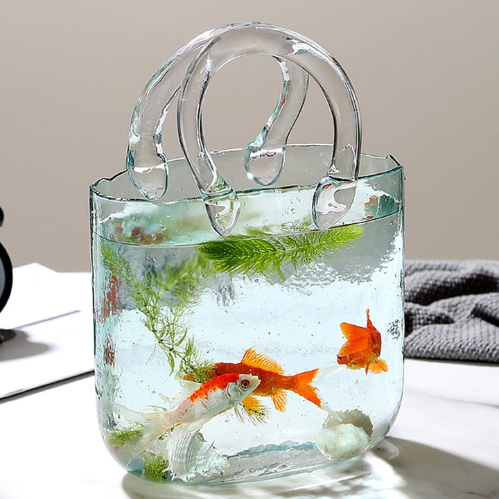 DBREAKS Glas Handtasche Vase, Tasche Glasvasen, Klare Handgemachte Vase, Kreative Bubble Handtasche